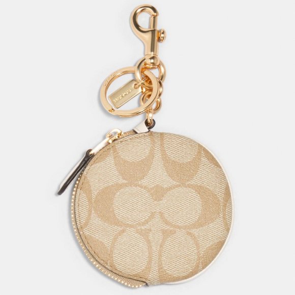 Coach Coin Pouch Bag Charm - Signature Canvas - Picture 2 of 3